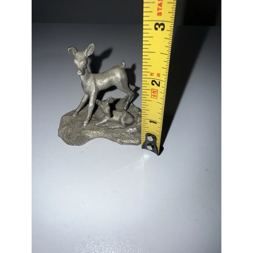 Blackinton Pewter Figurine DEER & FAWN Mother +  Baby VTG‎